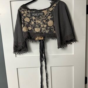 Magnolia Pearl Charcoal Jacket with Cream Embroidery